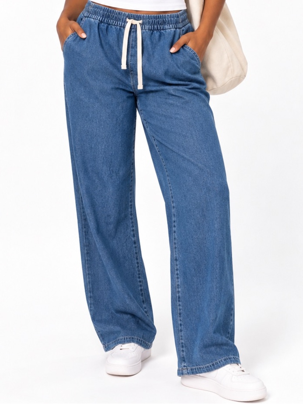 CALVIN KLEIN Denim Pull-On Wide Leg Pants Women’s Size Large